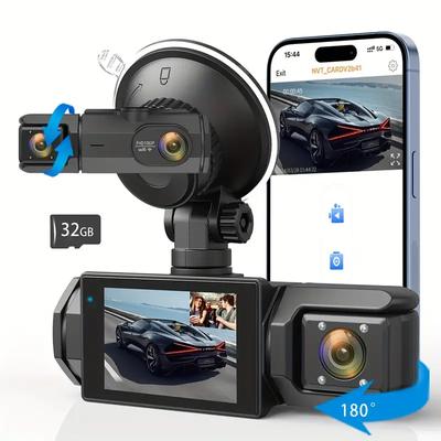 1080P WIFI 3-канальный видеорегистратор, 1080P WIFI видеорегистратор для автомобиля, G-сенсор, широкоугольная приборная панель с инфракрасным ночным видением