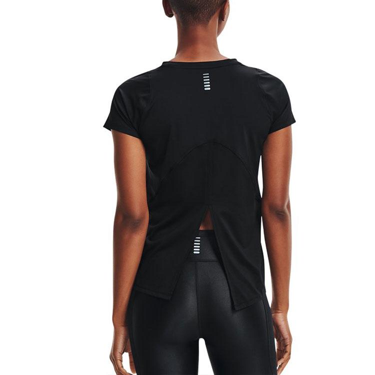 Under Armour Эластичная облегающая футболка для бега с коротким рукавом, женская, черная 1361926-001
