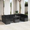 VidaXL 11-Piece Garden Sofa Set with Cushions Black Poly Rattan 3348359