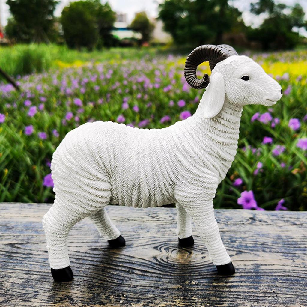 Resin Goat Figurine Lamb Ornament Goat Sculpture Landscape Decor Craft Decor for Home Bedroom Balcony Outdoor Statues Gifts