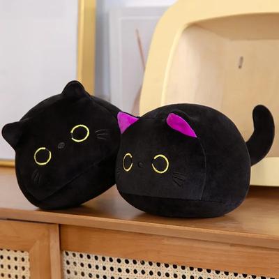 1 шт. 10/15 см маленькая мягкая черная плюшевая кукла кошка мультфильм мягкий круглый шарик кошка плюшевая сумка для девочки брелок подвеска игрушки