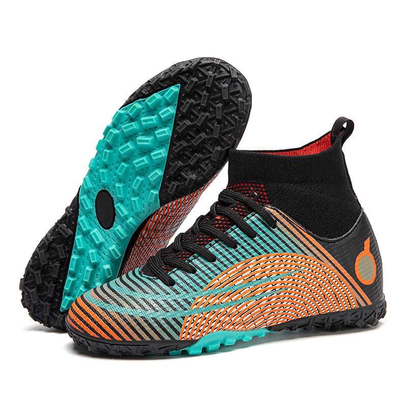 Светящиеся детские футбольные бутсы Broken Nails с высоким верхом, средние и большие детские тренировочные кроссовки для игры на газоне, пара обуви