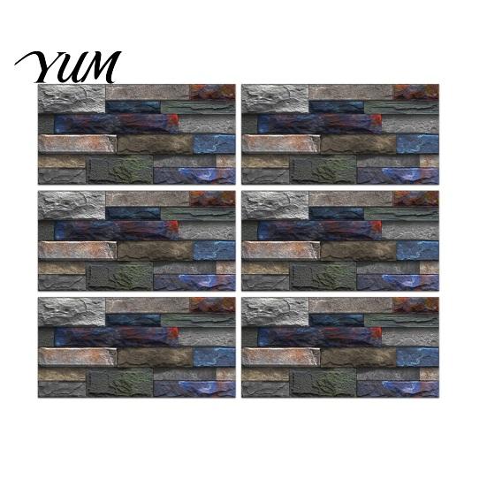 Home Interior Wall Makeover 6Pcs Vintage Faux Stone Self?Adhesive Tiles, Waterproof Oil?Proof Backsplash Kitchen Tiles Sticker, Peel & Stick