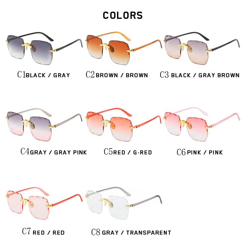 New Rimless Women'S Sunglasses Fashion Gradient Lenses Sun Glasses Lady Vintage Alloy Legs Classic Designer Shades Uv400