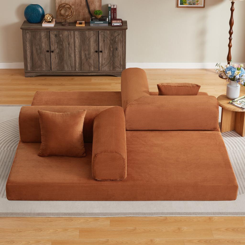 Boneless Sofa Seat, Sofa Bed Converted into a Sleeping Bed, Tatami Floor Sofa for Living Room, Apartments Folding Sofa incl. 2 Cushions & Steel Frame