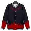 Mens Casual Jacket Anime Inspired 3D Digital Print Baseball Style Hoodless Outerwear Youth