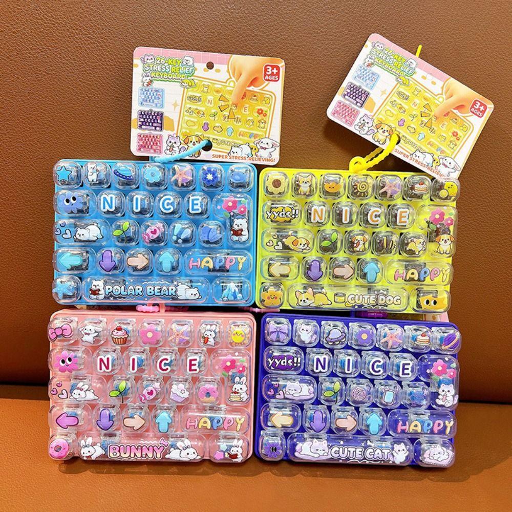 Cartoon 26 Keys Keyboard Keychain Animals Keyboard Clicker Keychain  Student Gift