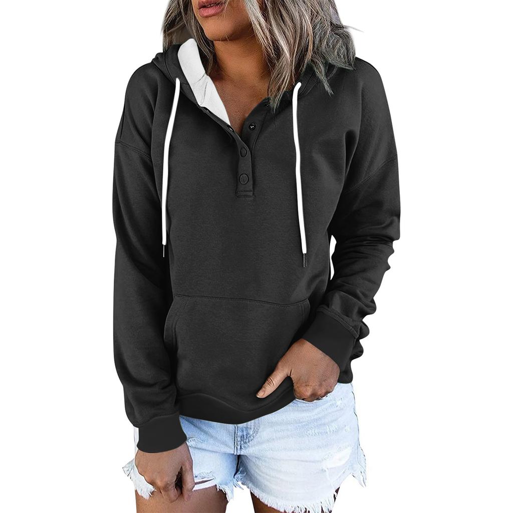 Women's Casual Fashion Solid Color Long Sleeve Pullover Hoodies Sweatshirts