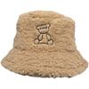 Embroidered Cartoon Bear Lamb Velvet Fisherman Hat Korean Style Trendy Winter Travel Versatile Warm Fashionable Sweet Pot Hat