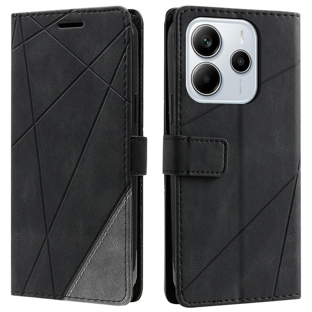 Для Xiaomi Redmi Note 14 4G (163,25 мм) Чехол с тиснеными линиями, кошелек из искусственной кожи внахлест, чехол для телефона