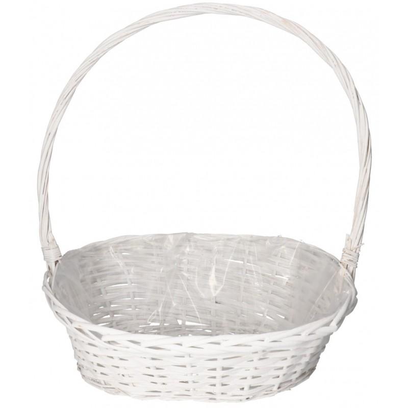 Thickly woven wicker basket, gift basket, white, large,