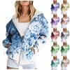 Women's Long Sleeve Printed Sweatshirt Long Sleeve Pocket Jacket Zipper Hoodie Coat Autumn