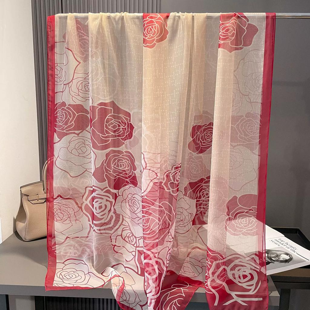 180*135cm Summer Chiffon Silk Scarf Women Outdoor Sunscreen Shawl Soft Bandanna Fashion Luxury Brand Shawl Head Long Hijab Wrap