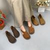 Genuine Leather Soft Soled Women's Flat Shoes Retro Loafers Versatile Round Toe Comfortable Slip-on Shoes