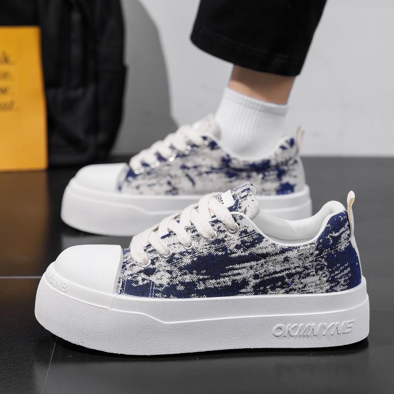Men S Thick Sole Breathable Canvas Casual Sport Sneakers