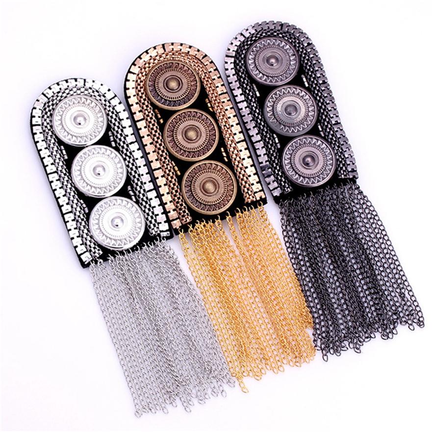 Vintage Clothing Suit Accessory Metal Tassel Shoulder Badge