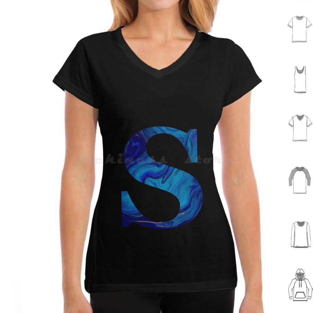 Lettre S Marble Blue T Shirt Big Size 100% Cotton S Funny Cute Meme Trendy Quote Trending Pink Flowers Aesthetic College Quotes