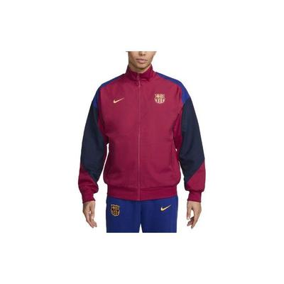 FC Barcelona Strike Logo Retro Sports Stand Collar Color Block Casual Jacket Men Jacket Noble-Red FJ5427-620
