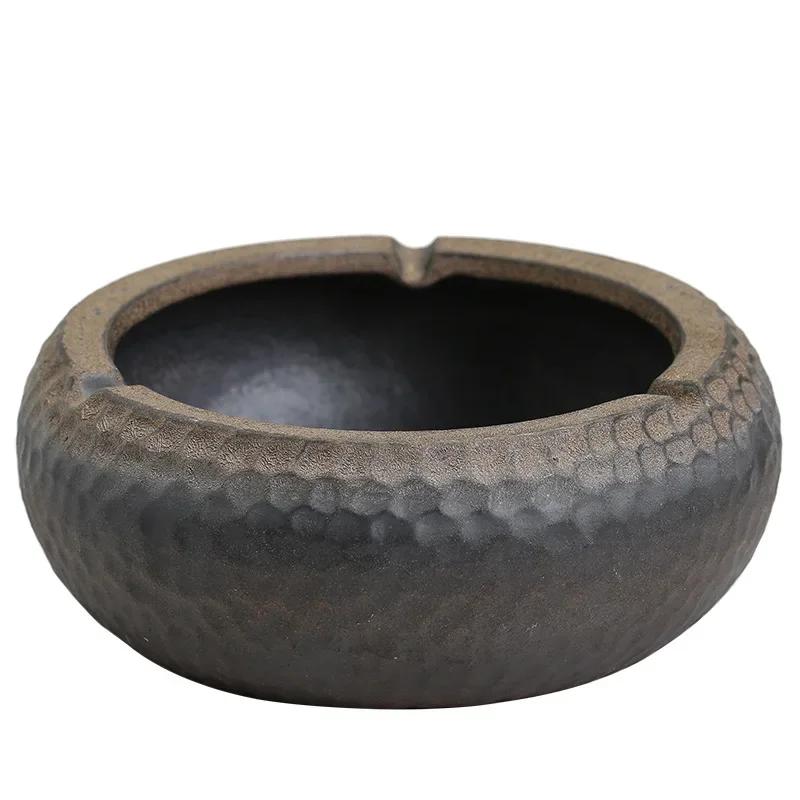 Creative Ceramic Ashtray Handmade Vintage Household Office Ancient Early Burning Thread Hammer Ashtray Tea Set Shop Home Decor