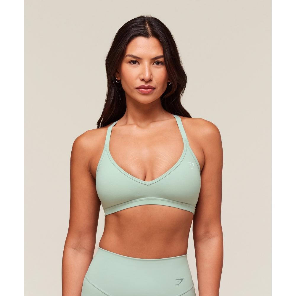 Gymshark Хлопковый спортивный бюстгальтер-борцовка Утренний синий B3b3c Udbn