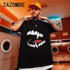 ZAZOMDE 100 Cotton Sharp Teeth Vintage T Shirt Unisex And Unisex Tee Loose Round Neck Casual TShirt Harajuku 2024 Hip Hop Style