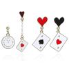 Geometric Asymmetric Heart Alarm Clock Poker Pendant Earrings Fashionable Sweet Versatile Personalized Cartoon Accessories Gifts
