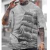 Nautical Print Short Sleeve T-Shirt For Men Retro Men's T-Shirt Summer Casual Oversized Tee Top Loose Quick Dry Sport Shirt 2024