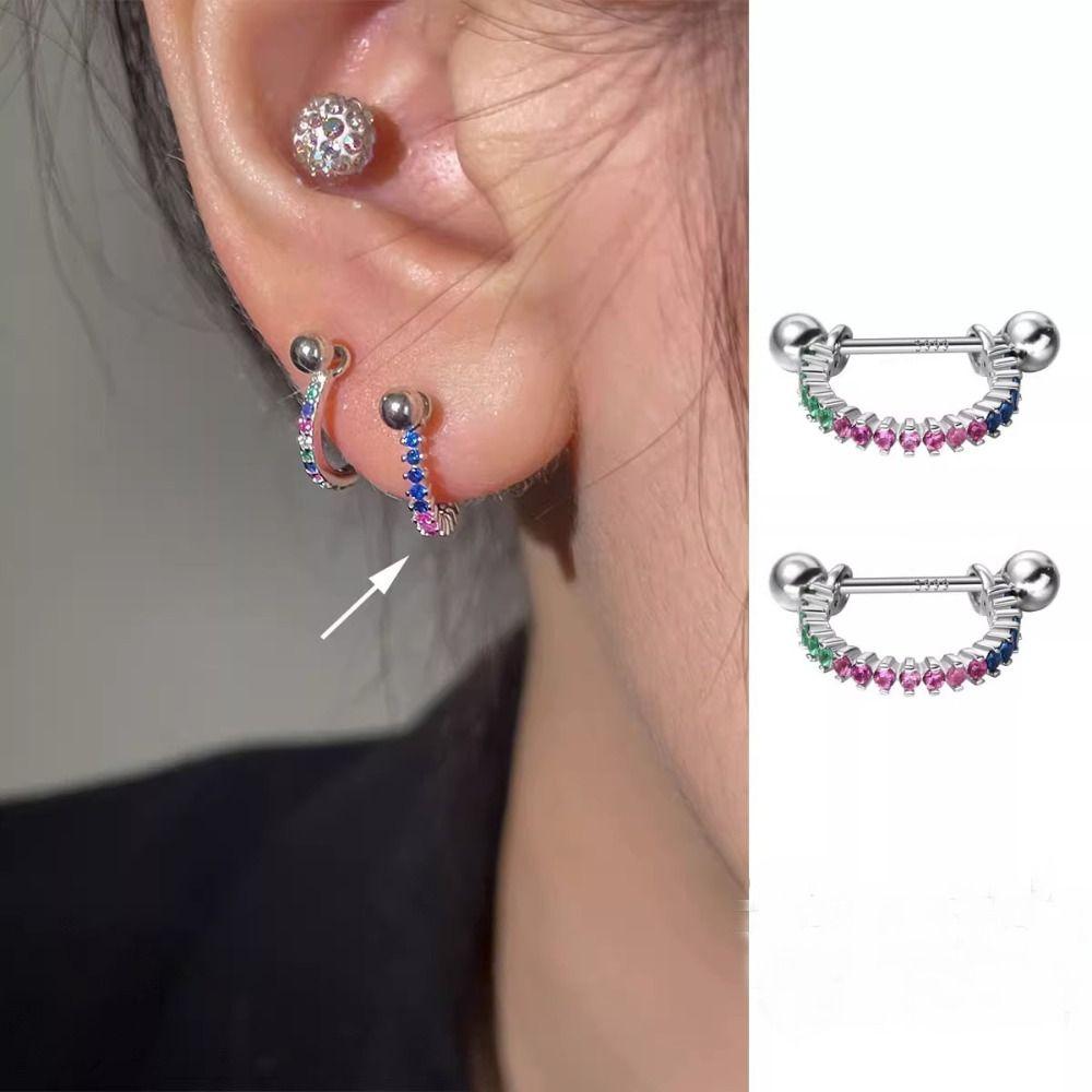 Ювелирные изделия для пирсинга Серьги для пирсинга Серьги серебряного цвета Хрящевая спираль Серьги с винтом Серьги CZ