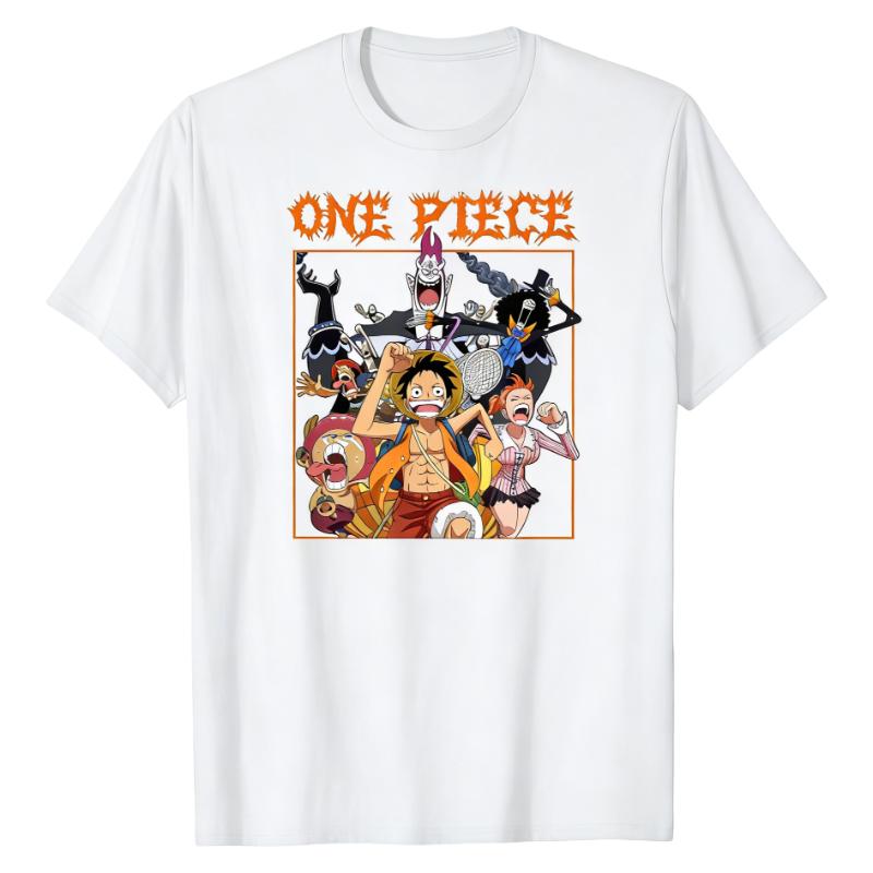 Футболка One Piece Арка Триллер Барк Команда Шляпы-Соломенной Шляпы Групповой Принт 100% Хлопок Круглый Вырез Легкая Удобная Повседневная