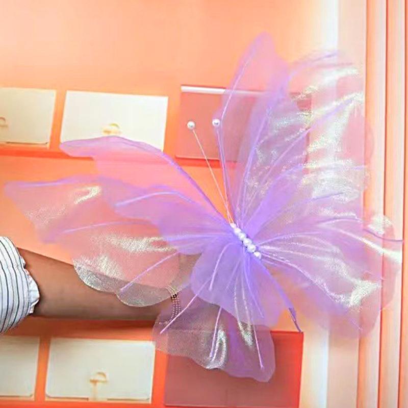 1PC Iridescent Butterfly Wall Decor Shop Window Display Art Butterfly Ornaments 3D Simulation 50cm