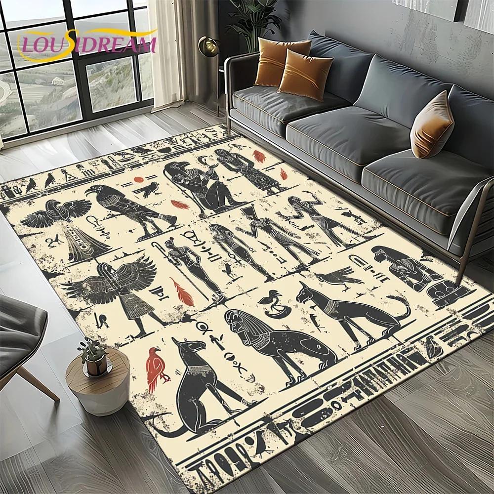 Настенная роспись Древний Египет Иероглифы Мифология Ковер Коврик для Гостиной Спальни Декор Дивана, Нескользящий Коврик для Пола
