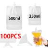 100 шт. 250 мл/500 мл упаковочные пакеты жидкие напитки молоко лосьон косметика шампунь гель для душа прозрачные портативные дорожные пакеты