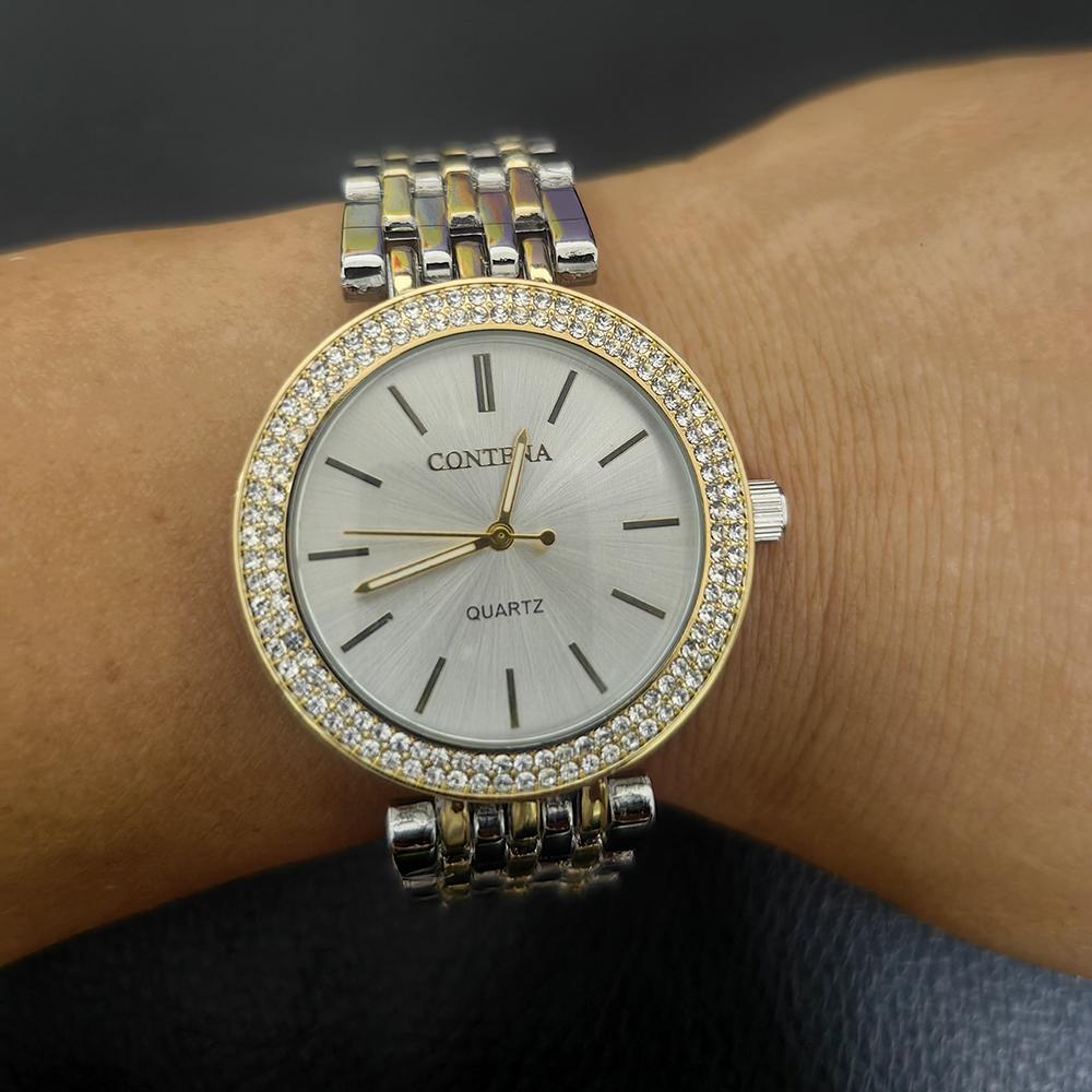 New Women's Wrist Watch Luxury Brand Contena Ladies Quartz Watch Full Stainless Steel Female Clock Wristwatches Reloj Mujer