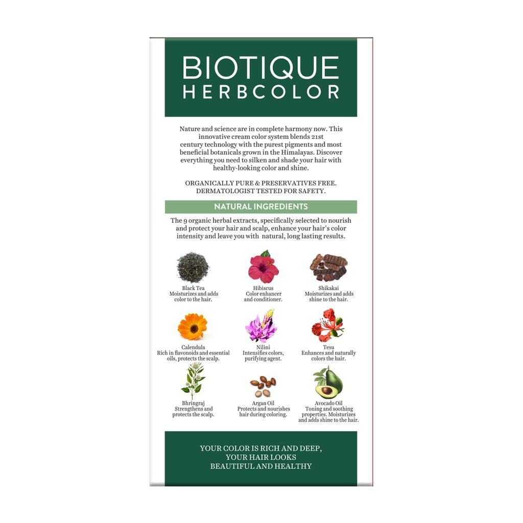 Biotique Безаммиачная краска для волос Темно-коричневый 3N 50г + 110мл Органические травяные экстракты Натуральный блеск Закрашивание седины