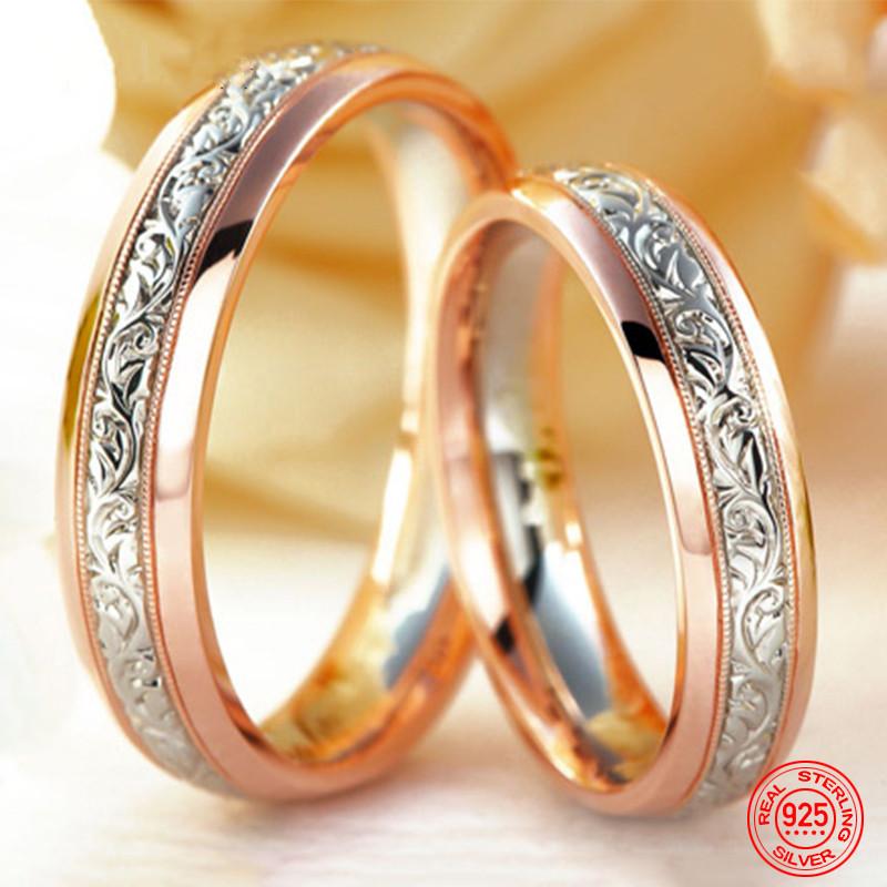 Кольцо для пары из стерлингового серебра 925 пробы из розового золота для женщин, модные ювелирные изделия, подарок