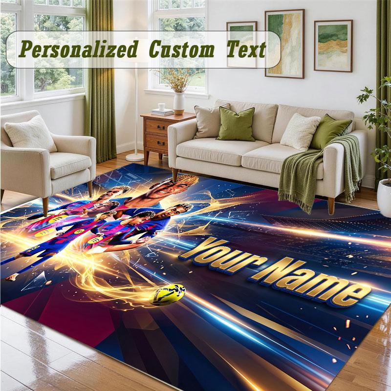 Crystal Velvet Square Rug Custom NameLamine Yamal Pattern Non Slip Home Floor Decor Rug