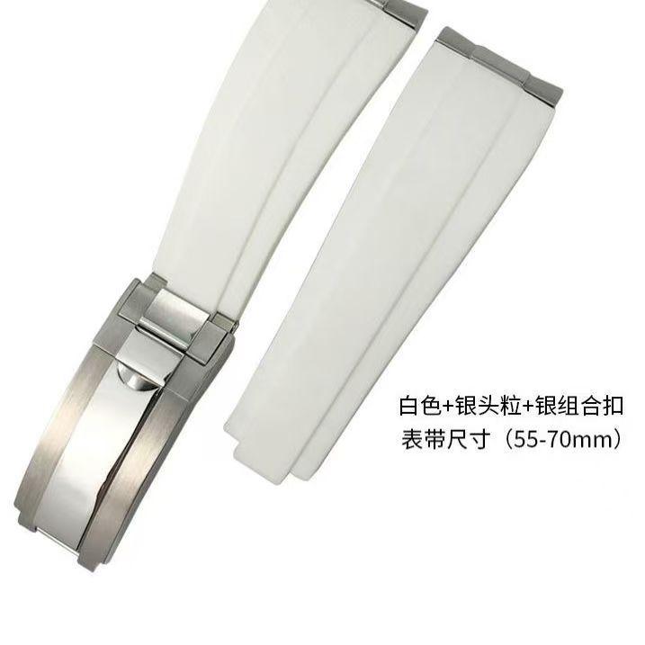 20mm Metal Link Curved End Rubber Watchband For Rolex Submariner DAYTONA Yacht-Master GMT Strap Silicone Bracelets