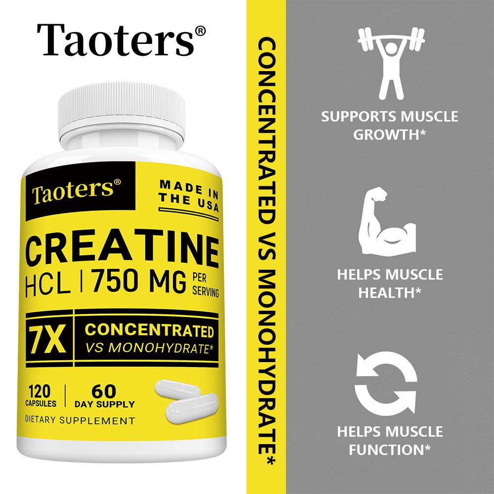 Taoters Creatine Hydrochloride Capsules Support Muscle and Immune Health 120 Capsules