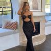 Прозрачное вечернее сексуальное платье с вырезами, женское летнее новое модное облегающее платье с лямкой на шее и открытой спиной, женское облегающее черное платье с высокой талией 1026