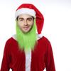 Mens Green Beard Santa Hat With Furry Gloves For Adult Christmas Cosplay Costume Accessories