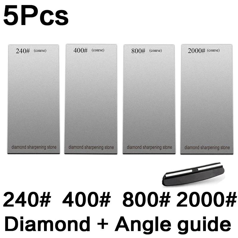 Алмазные точильные камни 120/600/1500/3000 грит Точилка для ножей Нескользящая основа Набор инструментов для заточки кухонных ножей Пластина-хлопья