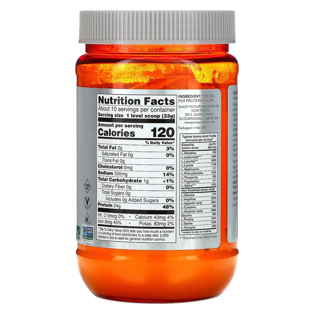 Sports, Pea Protein, Pure Unflavored, 340G(12Oz)