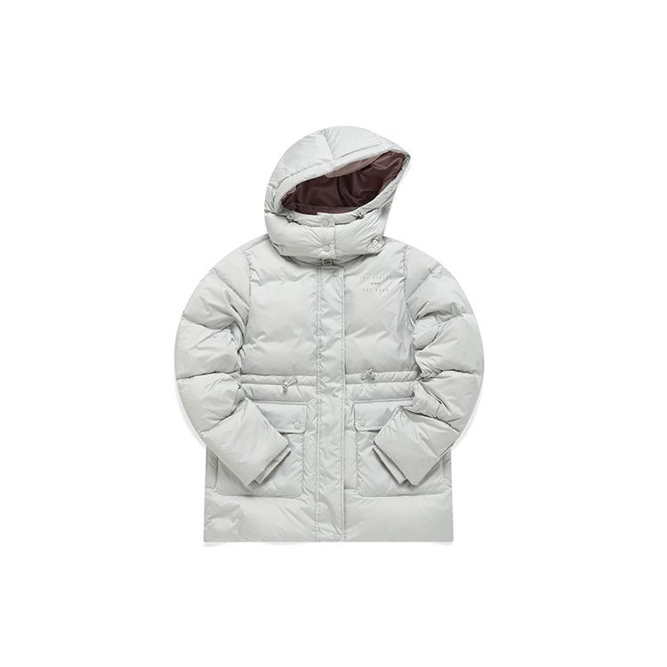 Fila Логотип Куртка спортивная пуховая с капюшоном и накладным карманом оверсайз Женская верхняя одежда Серо-каменный F11W143905F-GY