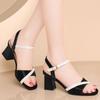 Popular  Lady Casual Black Summer Sandal Elegant Woman Heels Women Sweet Beige Peep Toe High Quality Sandals Sandalias De Mujer