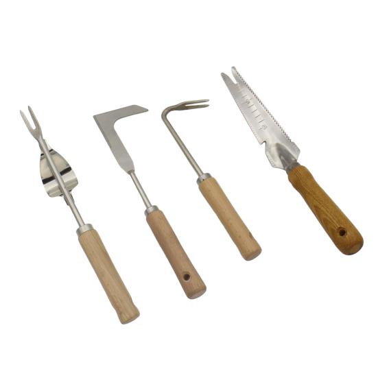 Yousheng Ручной удалитель сорняков Вилка из нержавеющей стали Ручной пропольщик Удалитель сорняков с деревянной ручкой Садовый инструмент для прополки для удаления мха и сорняков