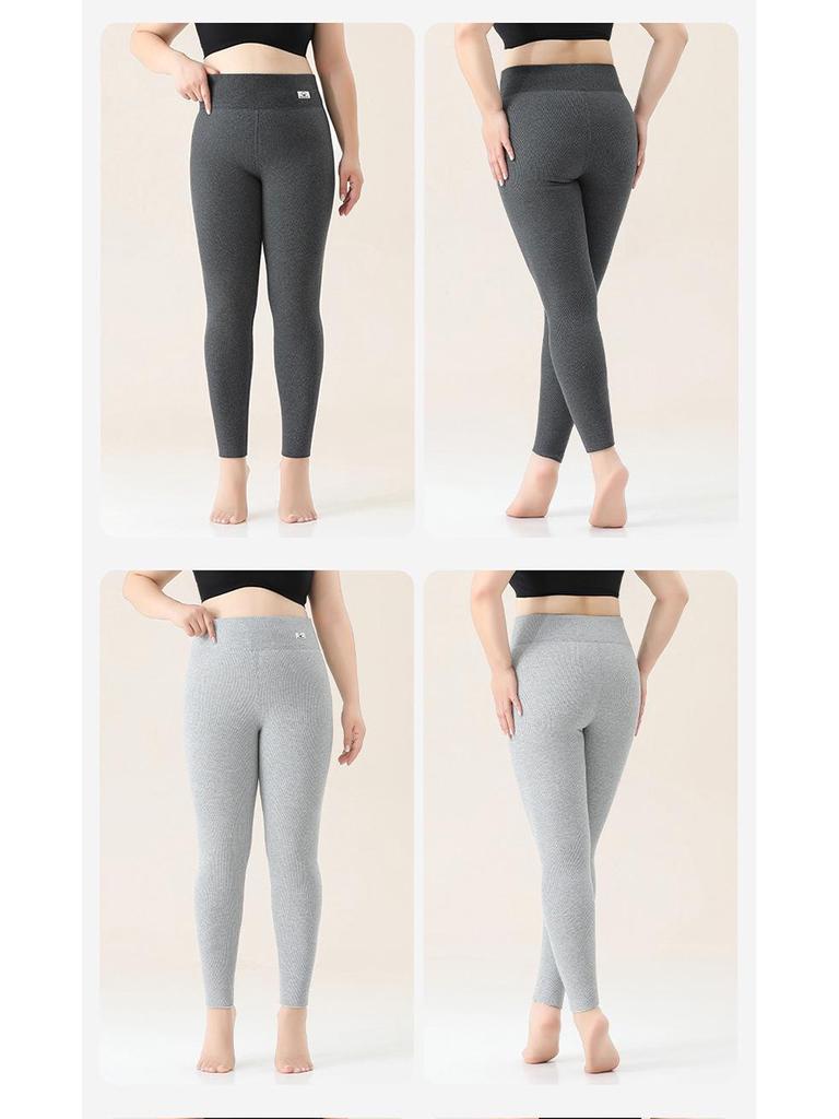 Женские хлопковые леггинсы большого размера на флисовой подкладке - Очень толстые, с высокой посадкой, в вертикальную полоску, размеры до 200 цзинь