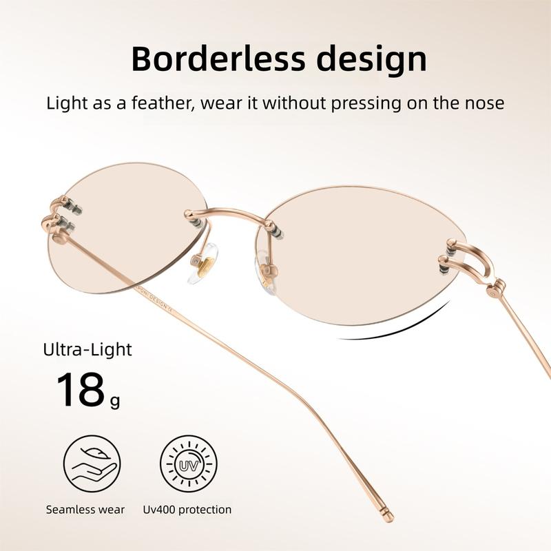 CAPONI New Rimless Women Cat Eye Glasses Fashion Outdoor Tourism and Vacation Titanium Original Design UV400 Sunglasses CP35051