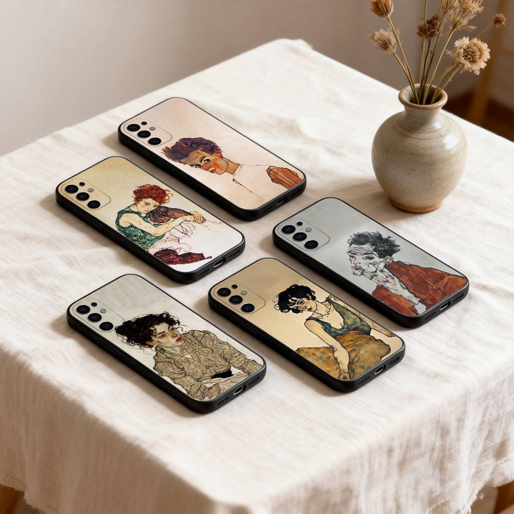 E-Egon S-Schiele Art Phone Case For Samsung S26,25,24,23,22,21,20,30,Ultra,Plus,Fe,Lite Black Shell