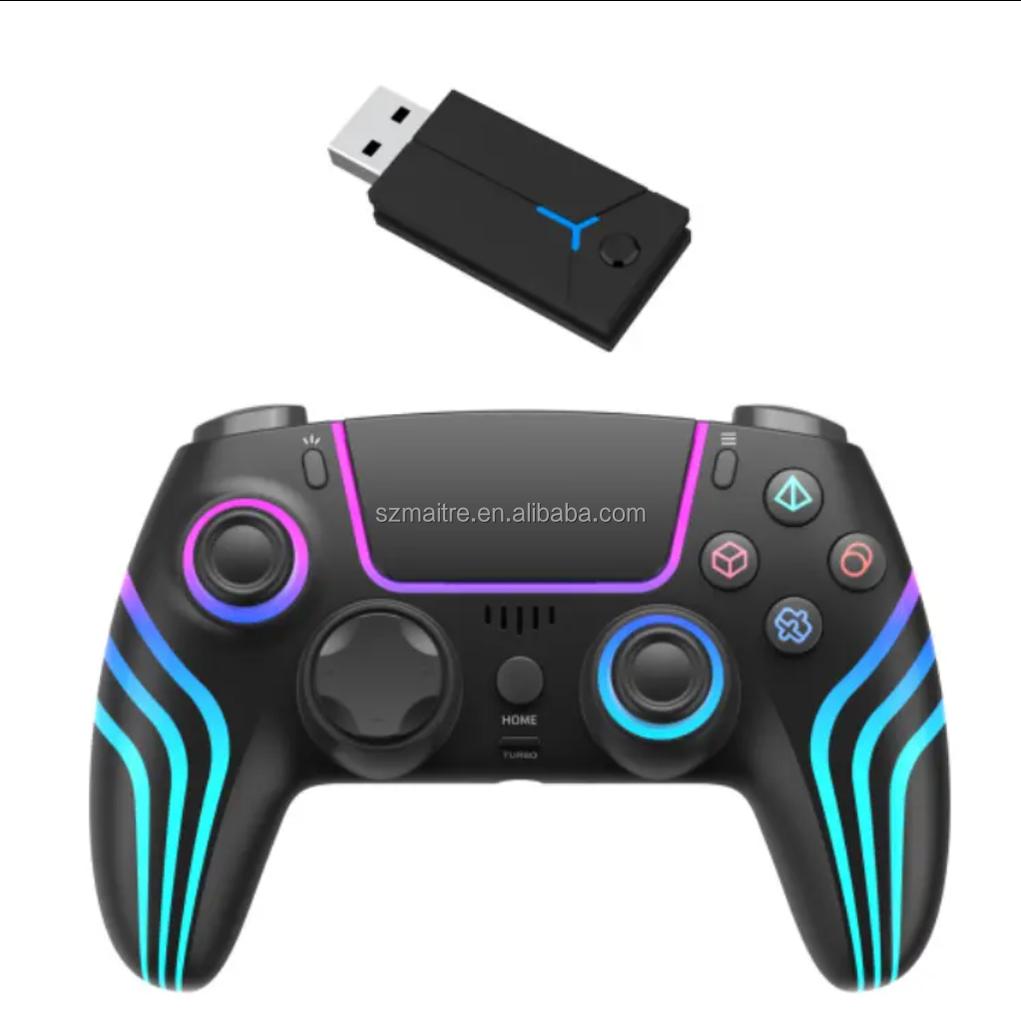 Wireless Game Controller Dynamic RGB Lighting Wireless 2.4GHz Six-Anis Gyro Touch Buttons for PS5/PS4/PS3/Switch Game Player