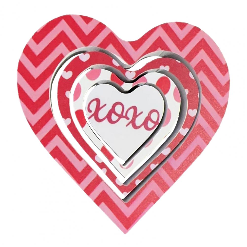 4 Pcs Wooden Heart Shape Table Signs Valentine's Day Red Pink Love Heart Tabletop Centerpiece for Home Decor